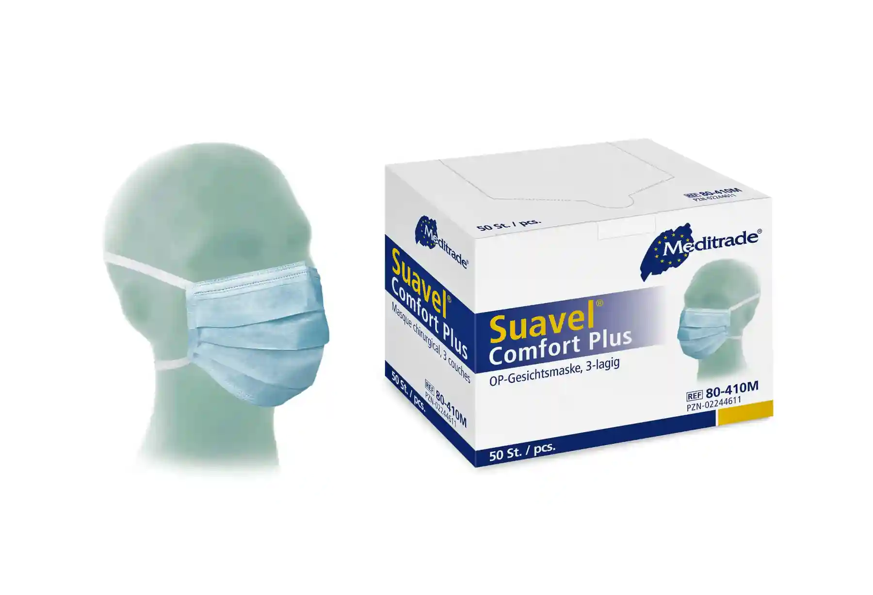 80-410M_Suavel-Comfort-Plus_Box-und-Maske-1 SUAVEL COMFORT PLUS OP-Masken