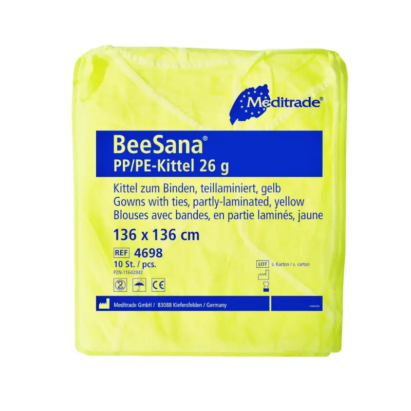 Schutzkittel-26g-gelb Beesana Schutzmantel 26G Schutzkittel