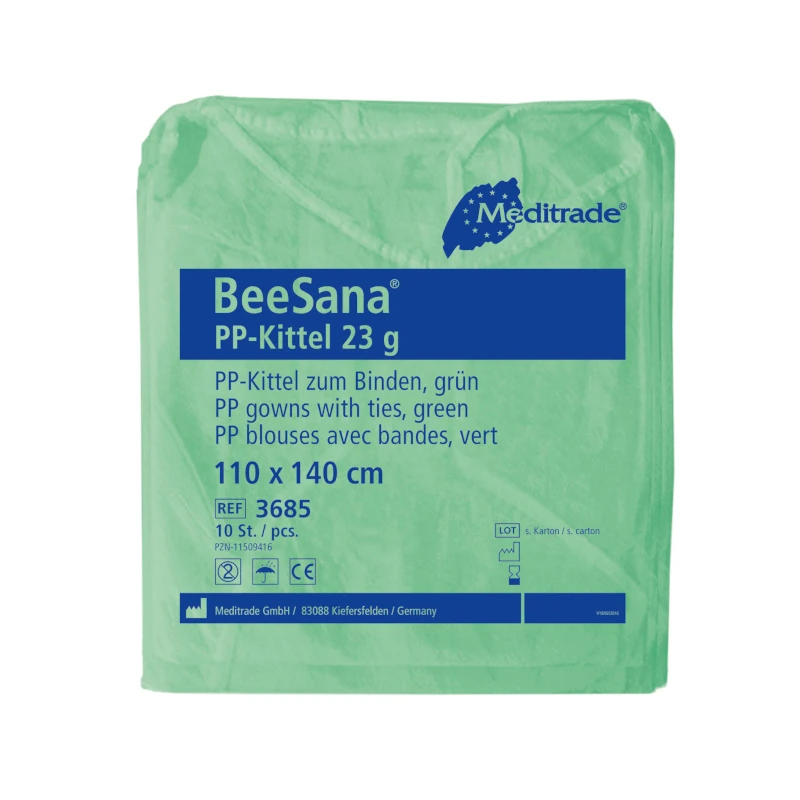 Schutzkittel-23-gr-n Beesana Schutzkittel 23G Schutzmantel