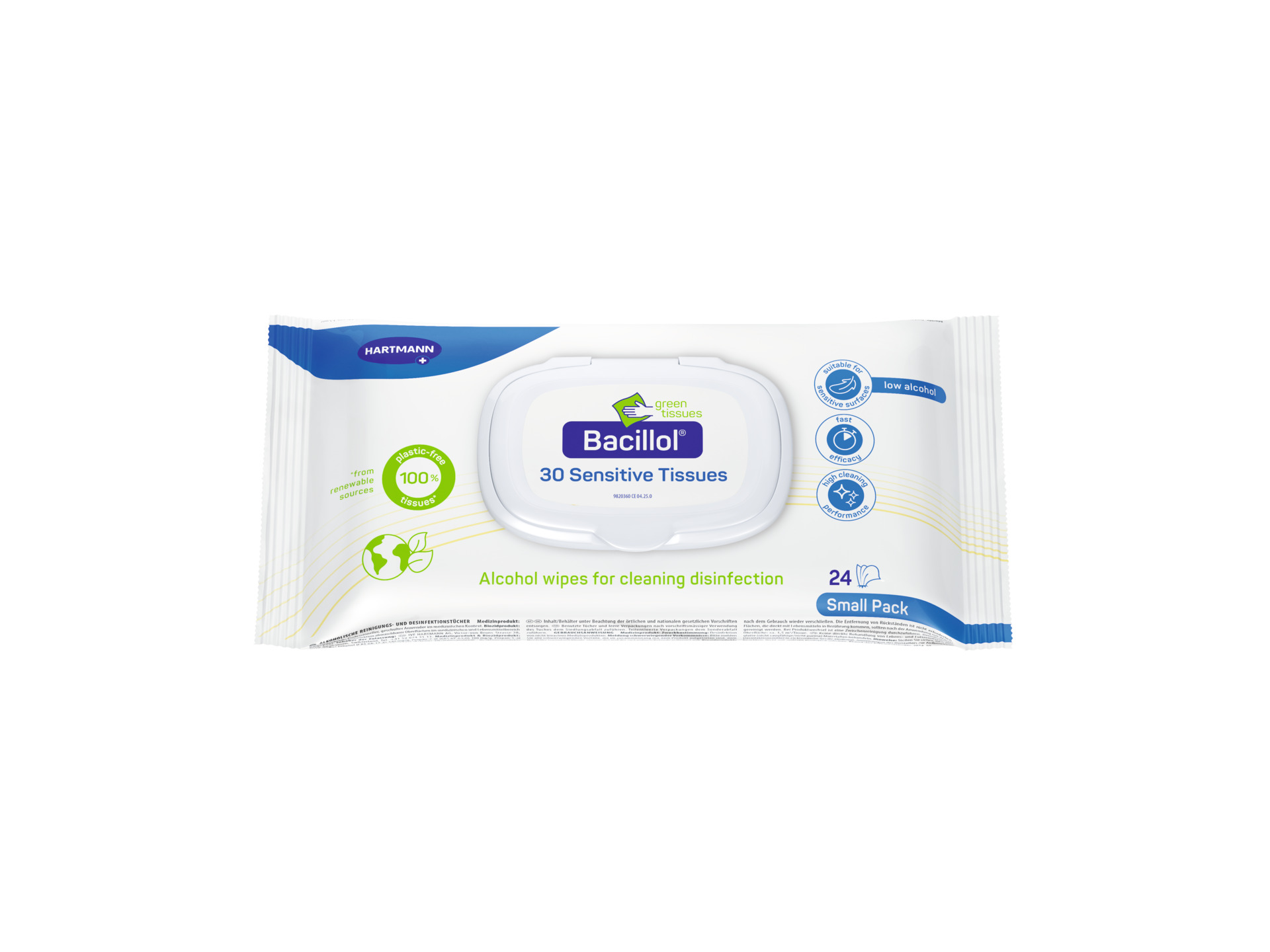 Bacillol® 30 Sensitive Green Tissues, plastikfreie Tücher